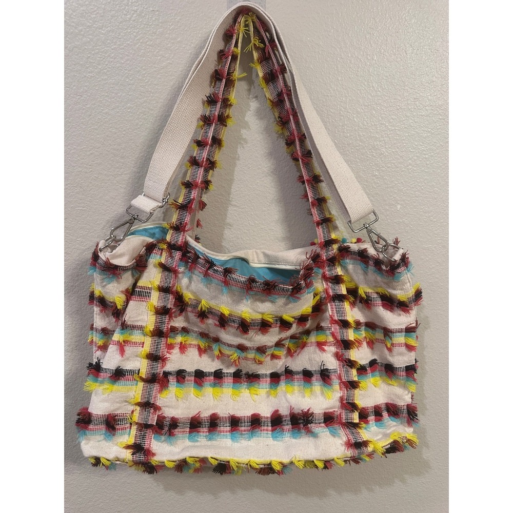 AMERICA BEYOND Boho Beaded Embroidered Tote Bag Fringe Crossbody Shoulder Bag